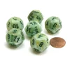 Dice>Marble 18mm 12 Sided D12 Chessex Dice, 6 Pieces - Green with Dark Green - Your Source for Gaming Essentials