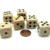 Dice>Marble 20mm Big D6 Chessex Dice, 6 Pieces - Ivory with Black Pips - Your Source for Gaming Essentials