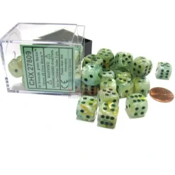 Dice>Marble 12mm D6 Chessex Dice Block (36 Dice) - Green with Dark Green Pips - Your Source for Gaming Essentials
