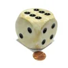 Dice>Marble 50mm Huge Large D6 Chessex Dice, 1 Piece - Ivory with Black Pips - Your Source for Gaming Essentials