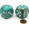 Dice>Marble 30mm Large D6 Chessex Dice, 2 Pieces - Oxi-Copper with White Pips - Your Source for Gaming Essentials