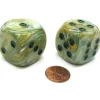 Dice>Marble 30mm Large D6 Chessex Dice, 2 Pieces - Green with Green Pips - Your Source for Gaming Essentials