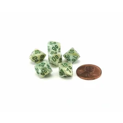 Dice>Marble 10mm Mini Tens D10 Dice, 6 Pieces - Green with Dark Green Numbers - Your Source for Gaming Essentials
