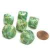 Dice>Marble 16mm Tens D10 (00-90) Dice, 6 Pieces - Green with Dark Green Numbers - Your Source for Gaming Essentials