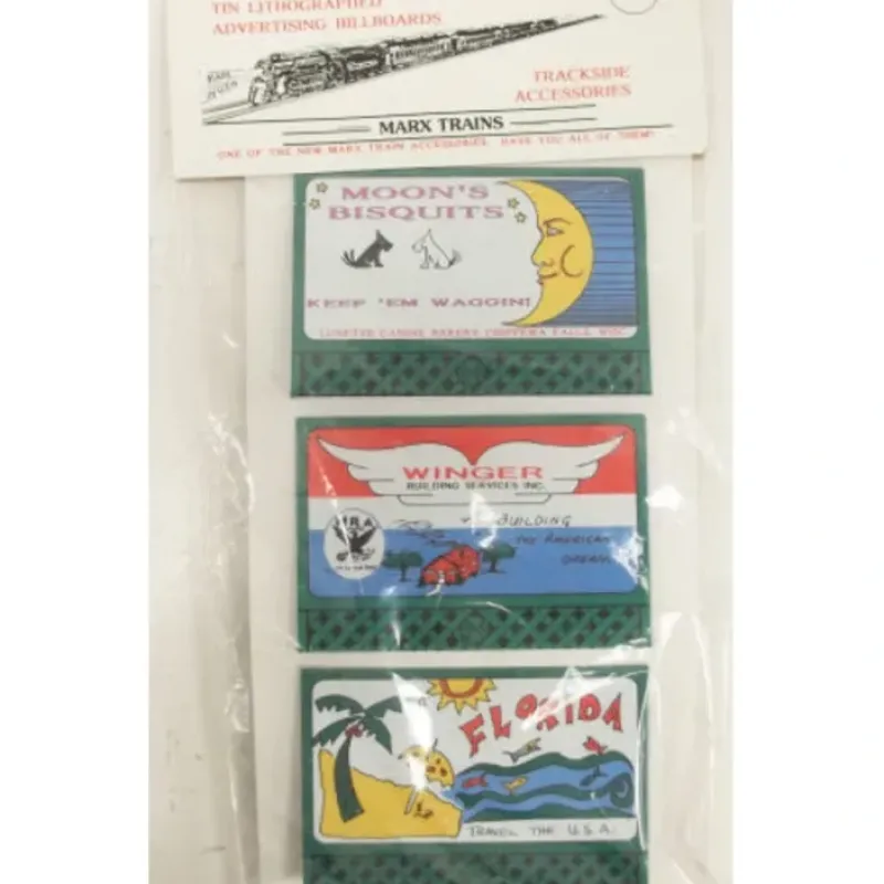 Discount Marx MX-100 Tin Lithographed Adverstising Billboard Signs (3) - Your Source for Gaming Essentials Trains