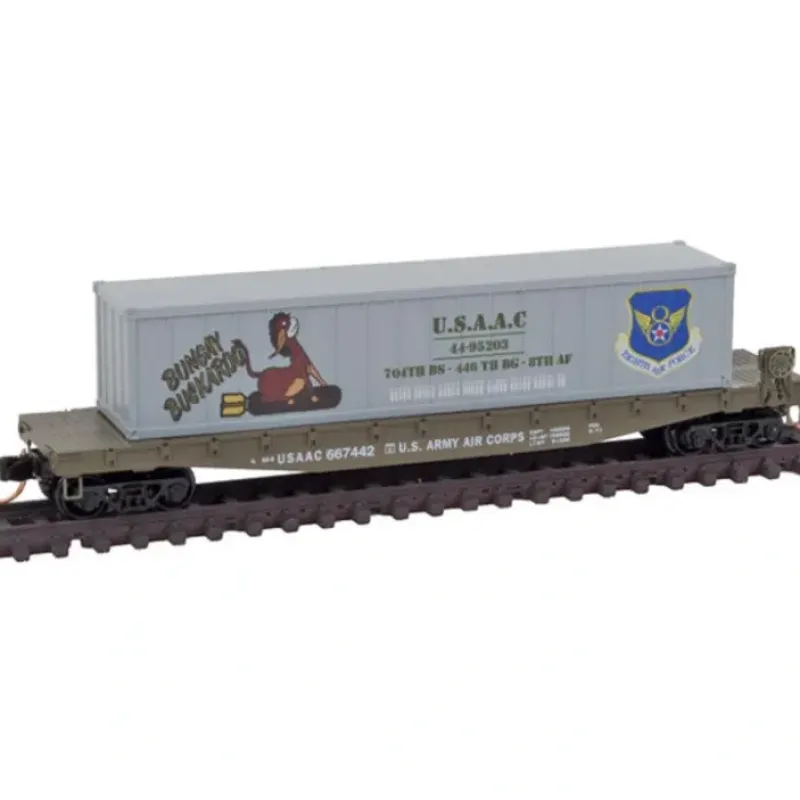 New Micro-Trains 04500506 N USAAC Buckaroo 50' Steel Flatcar w/40' Load #667442 - Your Source for Gaming Essentials Trains