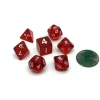 Dice>Mini Polyhedral 7 Piece Transparent Dice Set Small 11mm Die - Red with White - Your Source for Gaming Essentials