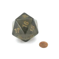 Dice-55mm Jumbo 20-Sided D20 Countdown Dice - Transparent Smoke Gold - Your Source for Gaming Essentials
