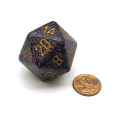 Dice-34mm Large D20 Speckled Chessex Dice, 1 Die - Hurricane - Your Source for Gaming Essentials