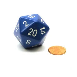 Dice-34mm Large 20-Sided D20 Opaque Chessex Dice, 1 Die - Blue with White Numbers - Your Source for Gaming Essentials