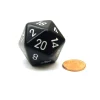 Dice-34mm Large 20-Sided D20 Opaque Chessex Dice, 1 Die - Black with White Numbers - Your Source for Gaming Essentials