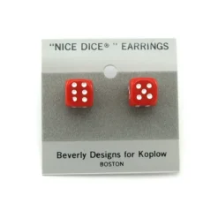 Dice-10mm Post Stud Dice Earrings - Opaque Red with White Pips - Your Source for Gaming Essentials