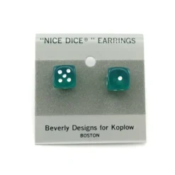 Dice-10mm Post Stud Dice Earrings - Transparent Green with White Pips - Your Source for Gaming Essentials