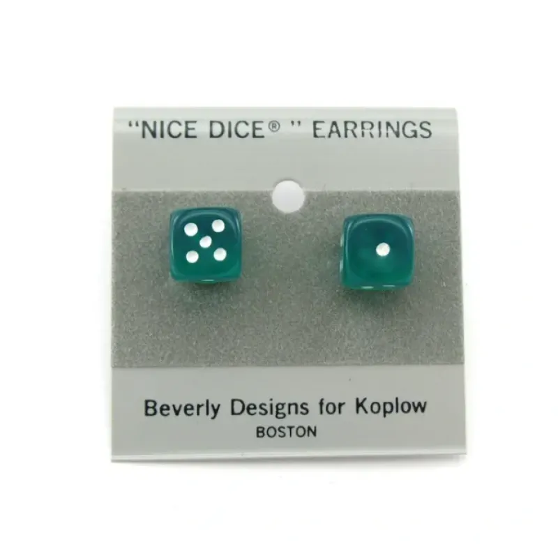Dice-10mm Post Stud Dice Earrings - Transparent Green with White Pips - Your Source for Gaming Essentials