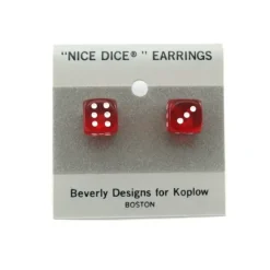 Dice-10mm Post Stud Dice Earrings - Transparent Red with White Pips - Your Source for Gaming Essentials