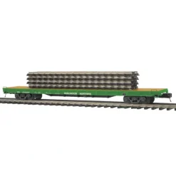 MTH 2095144 O Burlington Northern 60' Flat Car with 4 ScaleTrax 10" Straights - Your Source for Gaming Essentials* Hot