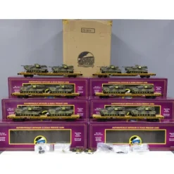 MTH 20-90361 O Gauge TTX 60' Flat Cars w/Abrams M1a Tank Loads 6-Car Set EX/Box - Your Source for Gaming Essentials* Clearance