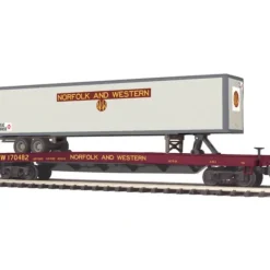 MTH 20-98860 O Norfolk & Western Flatcar w/ 48' Trailer #170482 - Your Source for Gaming Essentials* Sale