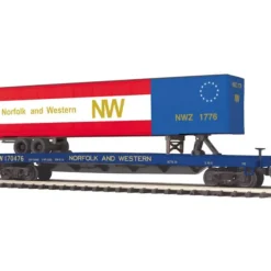 MTH 20-98928 O Norfolk & Western Flat Car w/48' Trailer - Your Source for Gaming Essentials* Clearance