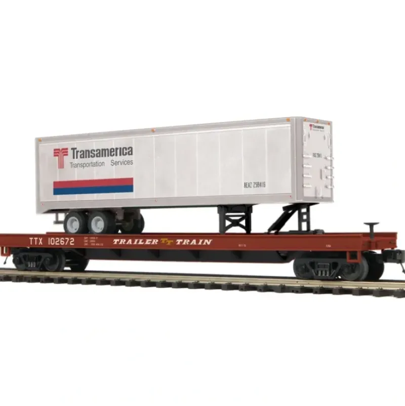 MTH 20-95122 O Trailer Train Transamerica Flat Car w/ 40' Trailer #102672 - Your Source for Gaming Essentials* Outlet