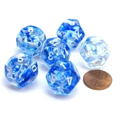 Dice>Nebula 18mm 12 Sided D12 Chessex Dice, 6 Pieces - Dark Blue with White - Your Source for Gaming Essentials