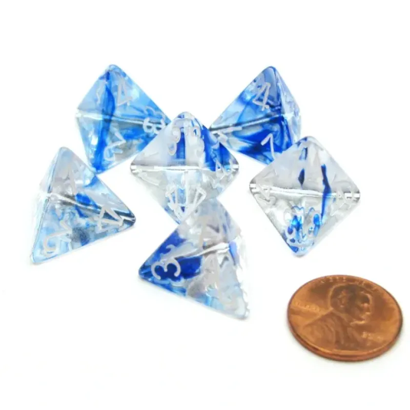 Dice>Nebula 18mm 4 Sided D4 Chessex Dice, 6 Pieces - Dark Blue with White - Your Source for Gaming Essentials