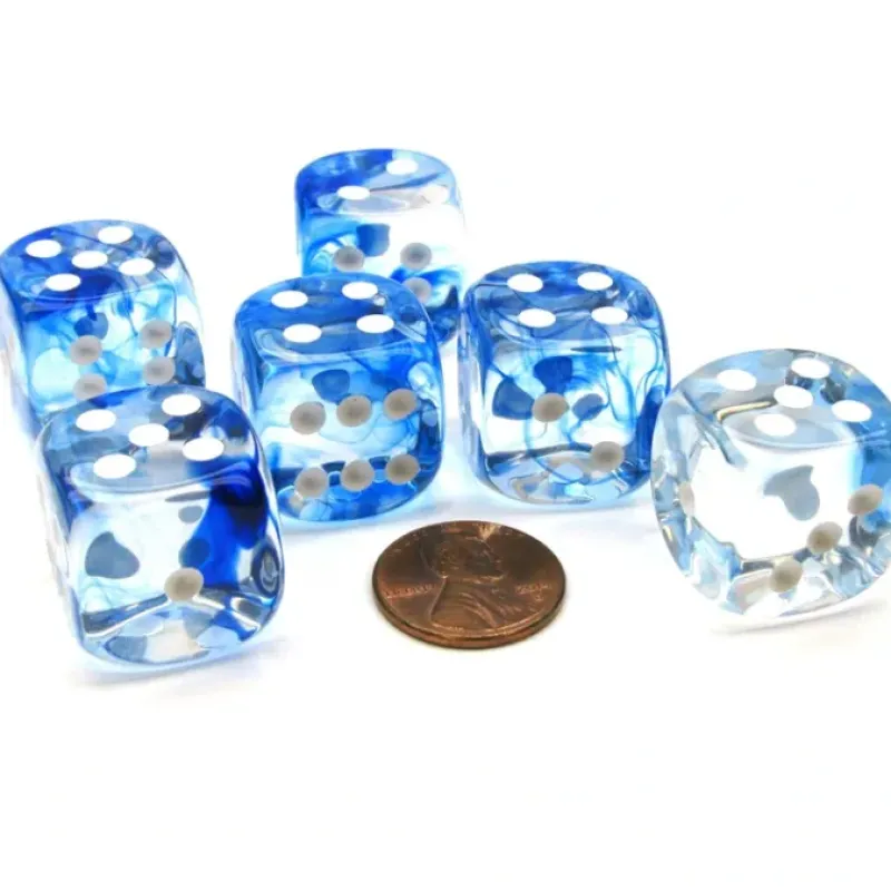 Dice>Nebula 20mm Big D6 Chessex Dice, 6 Pieces - Dark Blue with White Pips - Your Source for Gaming Essentials