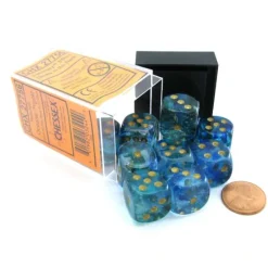 Dice>Nebula 16mm D6 Dice Block (12 Dice) - Oceanic with Gold Pips - Your Source for Gaming Essentials
