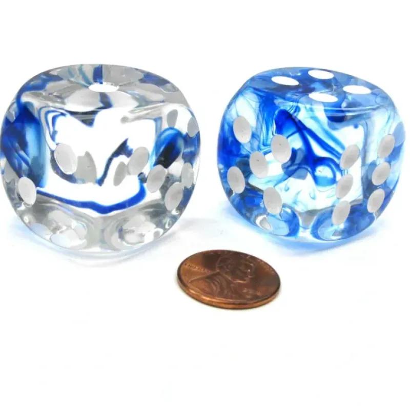 Dice>Nebula 30mm Large D6 Chessex Dice, 2 Pieces - Dark Blue with White Pips - Your Source for Gaming Essentials