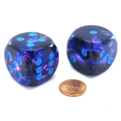 Dice>Nebula 30mm Large D6 Dice, 2 Pieces - Nocturnal with Blue Pips - Your Source for Gaming Essentials