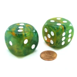 Dice>Nebula 30mm Large D6 Dice, 2 Pieces - Spring with White Pips - Your Source for Gaming Essentials
