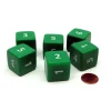 Dice>Opaque 25mm 6 Sided D6 Large Jumbo Numbered Dice, 6 Pieces - Green with White - Your Source for Gaming Essentials