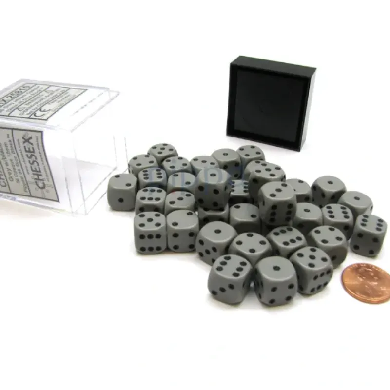 Dice>Opaque 12mm D6 Chessex Dice Block (36 Die) - Dark Grey with Black Pips - Your Source for Gaming Essentials