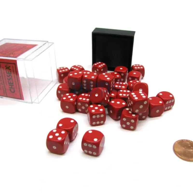 Dice>Opaque 12mm D6 Chessex Dice Block (36 Die) - Red with White Pips - Your Source for Gaming Essentials
