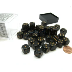 Dice>Opaque 12mm D6 Chessex Dice Block (36 Die) - Black with Gold Pips - Your Source for Gaming Essentials