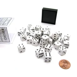 Dice>Opaque 12mm D6 Chessex Dice Block (36 Die) - White with Black Pips - Your Source for Gaming Essentials