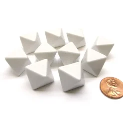 Dice>Opaque Polyhedral Bag Of 10 Blank White 15mm D8 Chessex Dice - Your Source for Gaming Essentials