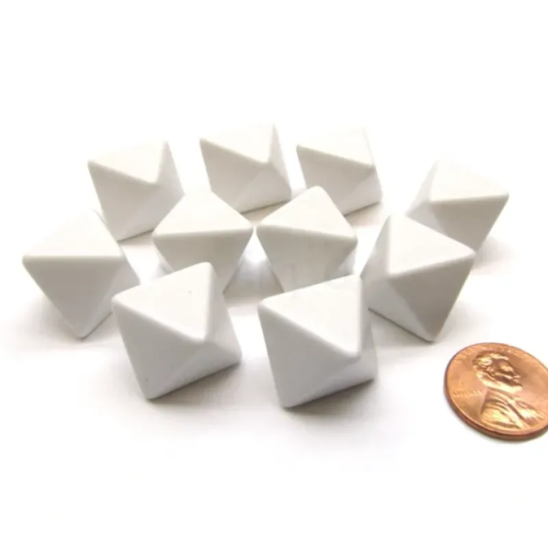 Dice>Opaque Polyhedral Bag Of 10 Blank White 15mm D8 Chessex Dice - Your Source for Gaming Essentials