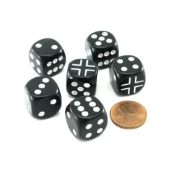 Dice>Pack of 6 Chessex Axis and Allies 16mm D6 German Dice - Black with White Pips - Your Source for Gaming Essentials