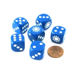 Dice>Pack of 6 Chessex Axis and Allies 16mm D6 China Dice - Blue with White Pips - Your Source for Gaming Essentials