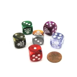 Dice>Pack of 6 Chessex Custom Engraved 16mm D6 Assorted Style Meme Dice - Keep Calm - Your Source for Gaming Essentials