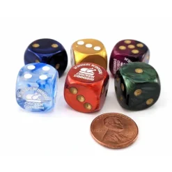 Dice>Pack of 6 Chessex Custom Engraved 16mm D6 Dice - Winner Winner Chicken Dinner - Your Source for Gaming Essentials