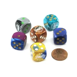 Dice>Pack of 6 Chessex Custom Engraved 16mm D6 Assorted Style Funny Meme Dice - PWND - Your Source for Gaming Essentials