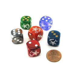 Dice>Pack of 6 Chessex Custom Engraved 16mm D6 Assorted Style Military Dice - Army - Your Source for Gaming Essentials