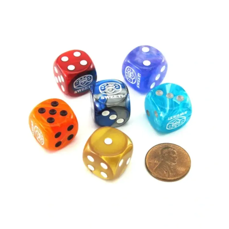 Dice>Pack of 6 Chessex Custom Engraved 16mm D6 Assorted Style Funny Meme Dice - Sweet - Your Source for Gaming Essentials