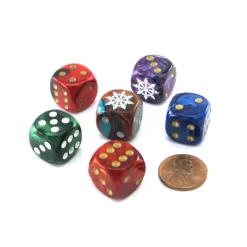 Dice>Pack of 6 Chessex Custom Engraved 16mm D6 Assorted Style Dice - Arrows of Chaos - Your Source for Gaming Essentials