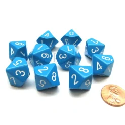 Dice>Pack Of 10 Chessex Opaque D10 Dice - Light Blue with White Numbers - Your Source for Gaming Essentials