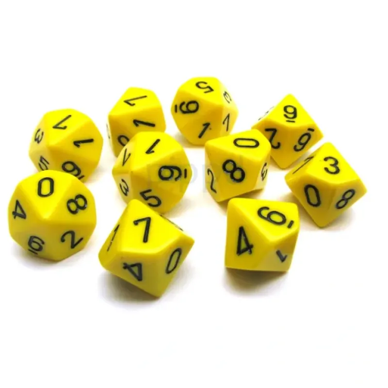 Dice>Pack Of 10 Chessex Opaque D10 Dice - Yellow with Black Numbers - Your Source for Gaming Essentials