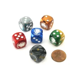Dice>Pack of 6 Custom Engraved 16mm D6 Assorted Style Funny Meme Dice - Genius - Your Source for Gaming Essentials