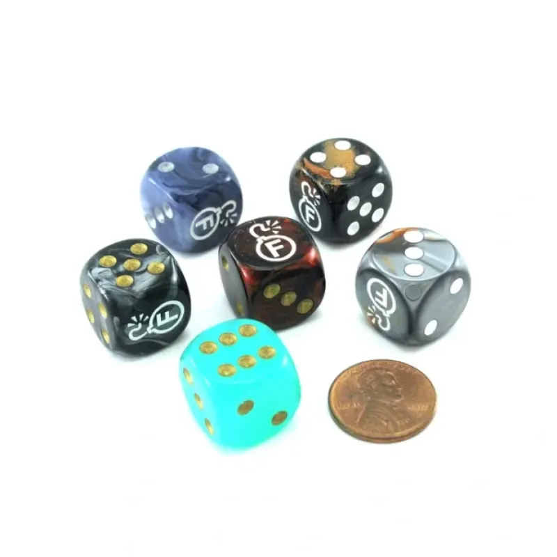 Dice>Pack of 6 Custom Engraved 16mm D6 Assorted Style Funny Meme Dice - F-Bomb - Your Source for Gaming Essentials